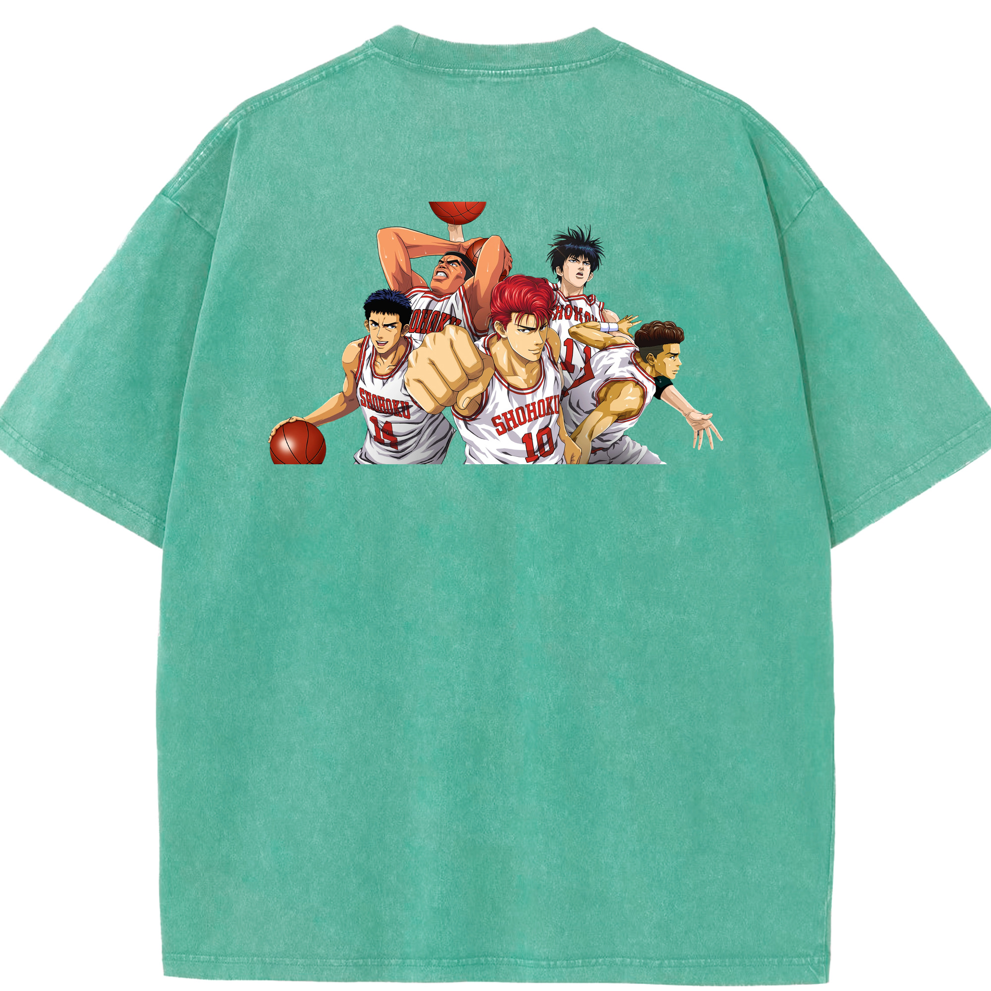 SLAM DUNK／スラムダンク 綿100% ヴィンテージ風 半袖Tシャツ（背面プリント）